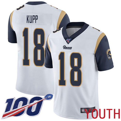 Los Angeles Rams Limited White Youth Cooper Kupp Road Jersey NFL Football #18 100th Season Vapor Untouchable